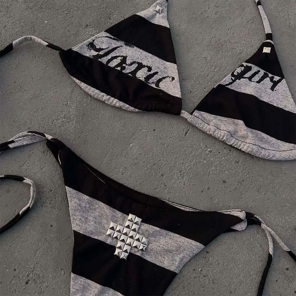 Toxic Girl Striped Bikini Set