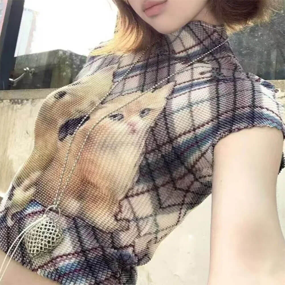 Twin Kitten Mesh Baby Tee