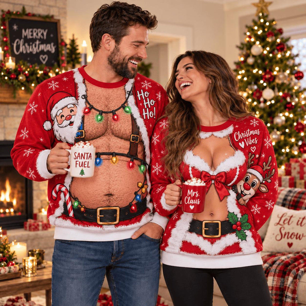 Couples Funny Christmas Knitted Sweater