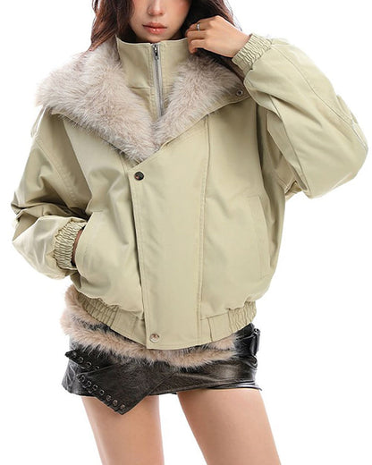 Vanilla Latte Fur Trim Jacket