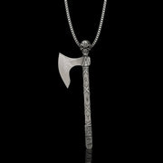 Viking Gorehowl Tomahawk Sterling Silver Skull Pendant