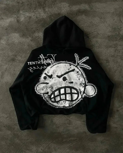 Vintage Black Zipper Hoodie