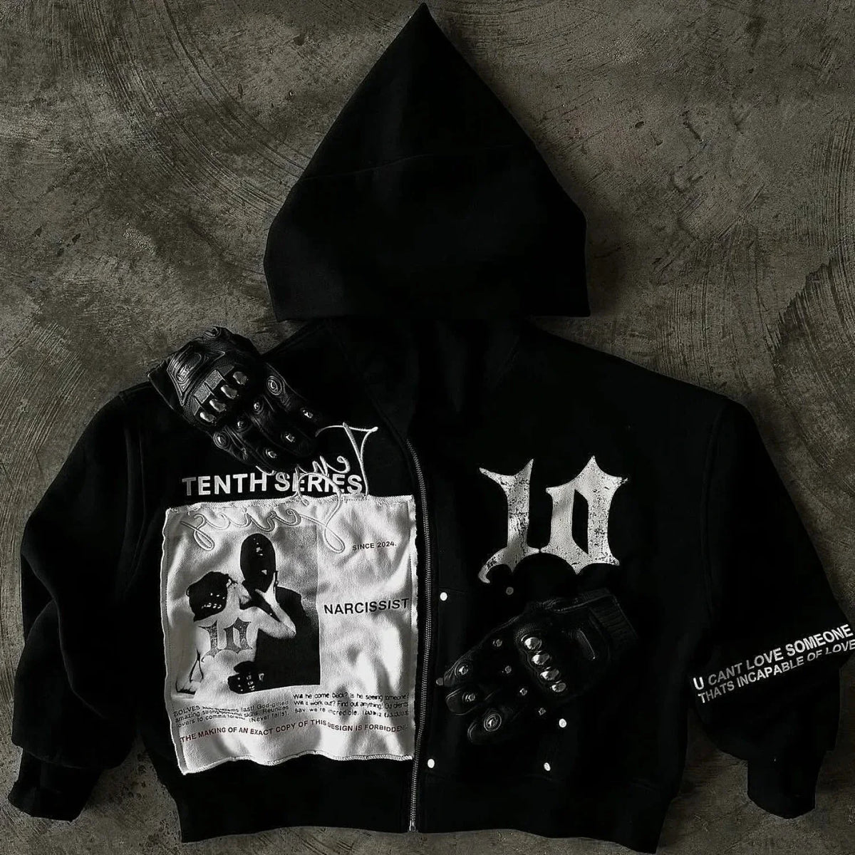 Vintage Black Zipper Hoodie