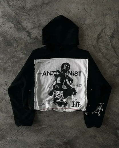 Vintage Black Zipper Hoodie