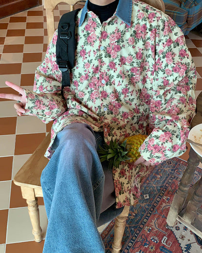 Vintage Pink Floral Button Up Shirt