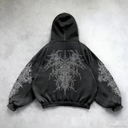Vintage Punk Printed Casual Hoodie