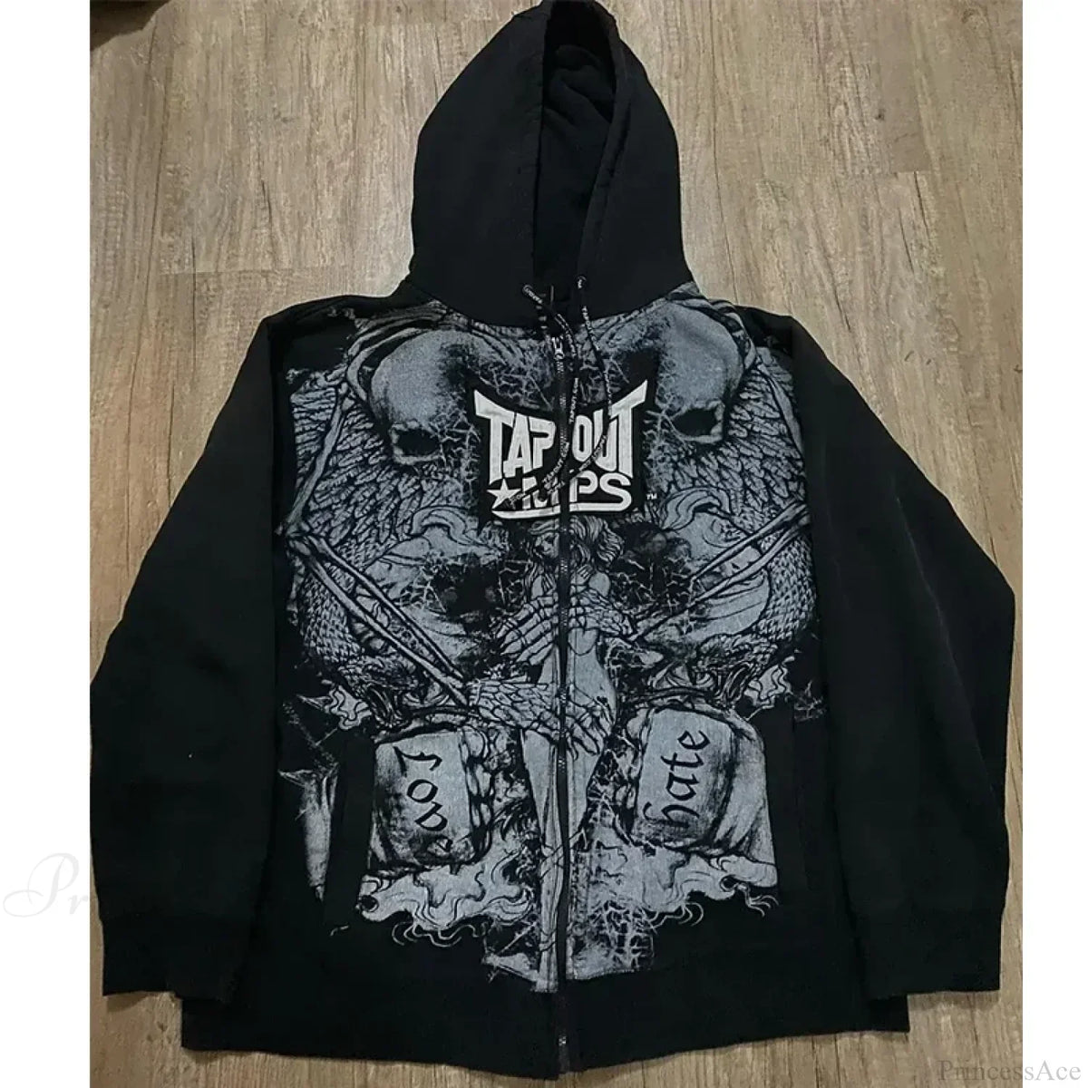 Vintage Skull Rose Print Hoodie