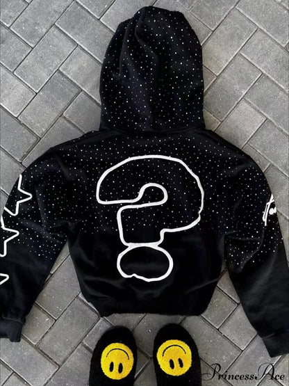 Vintage Y2k Zipper Print Hoodie