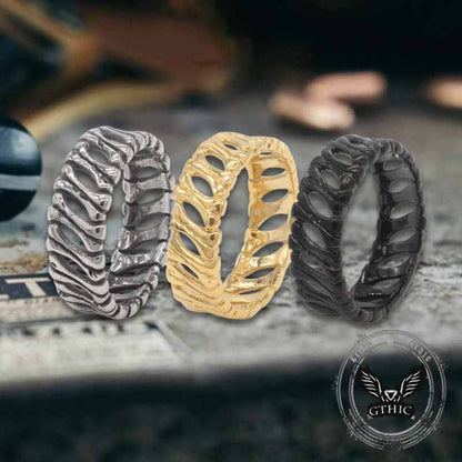 Vintage Bones Splicing Hollow Stainless Steel Ring
