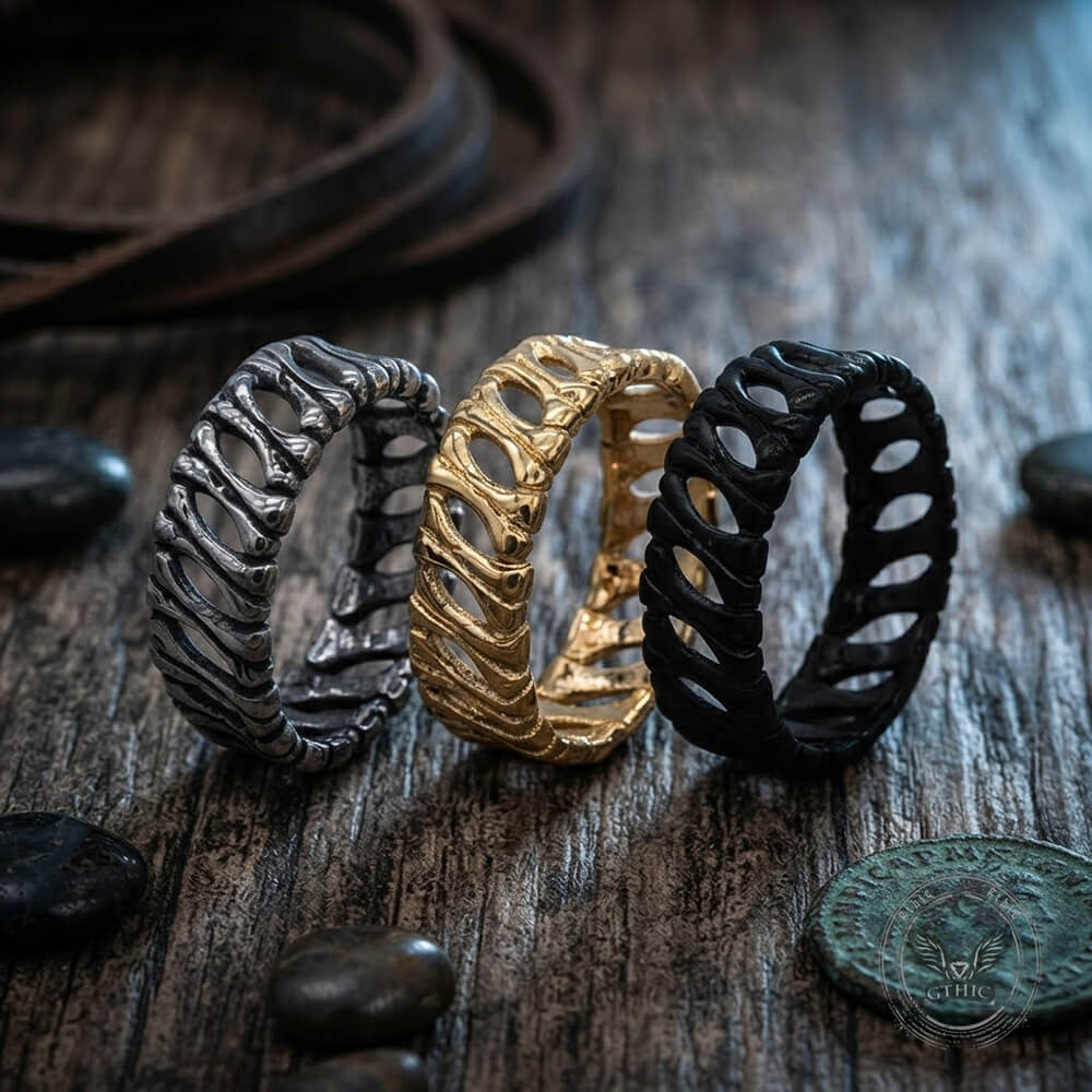 Vintage Bones Splicing Hollow Stainless Steel Ring