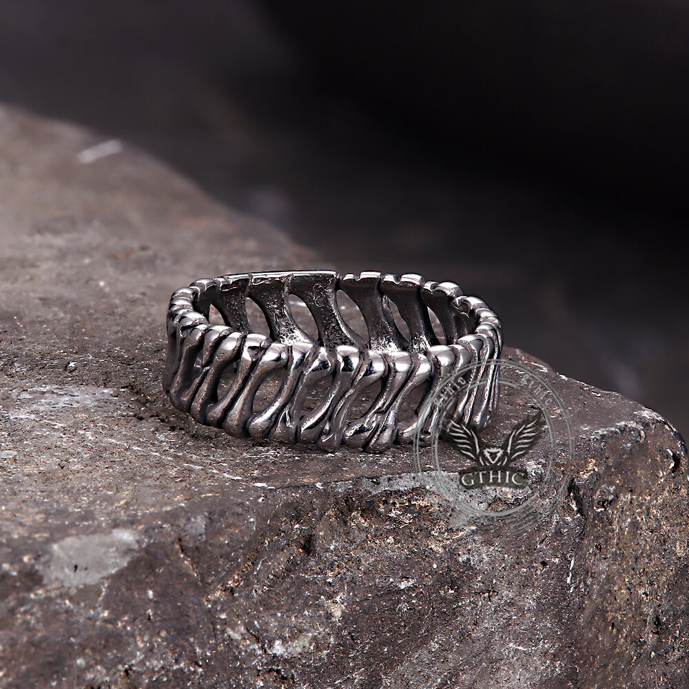 Vintage Bones Splicing Hollow Stainless Steel Ring