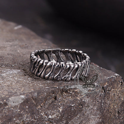 Vintage Bones Splicing Hollow Stainless Steel Ring