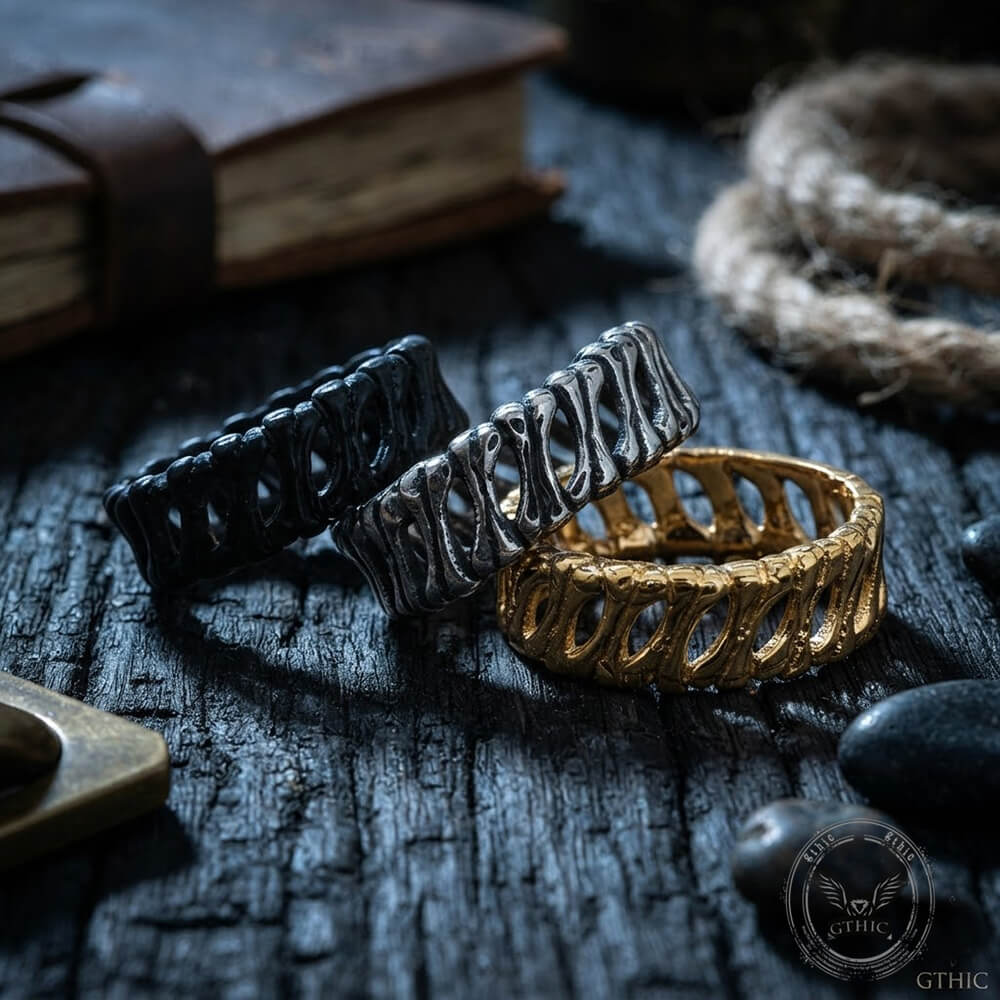 Vintage Bones Splicing Hollow Stainless Steel Ring