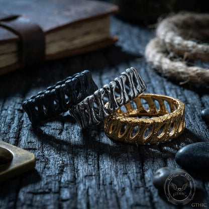 Vintage Bones Splicing Hollow Stainless Steel Ring