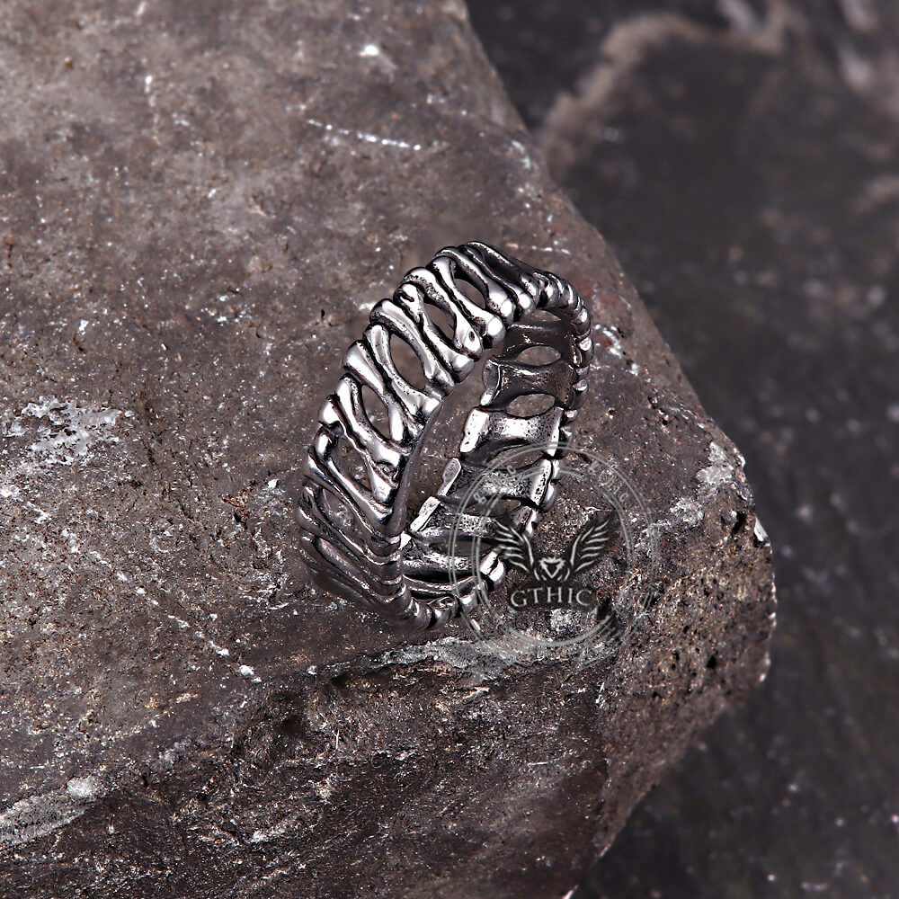 Vintage Bones Splicing Hollow Stainless Steel Ring