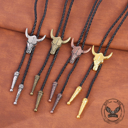 Vintage Bull Skull Western Cowboy Alloy Bolo Tie
