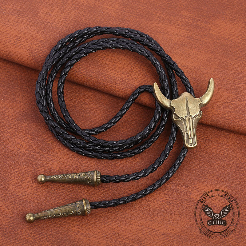 Vintage Bull Skull Western Cowboy Alloy Bolo Tie