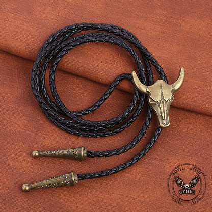 Vintage Bull Skull Western Cowboy Alloy Bolo Tie