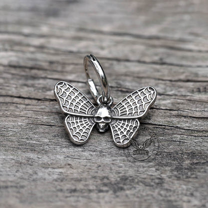 Vintage Butterfly Skull Stainless Steel Hoop Earrings