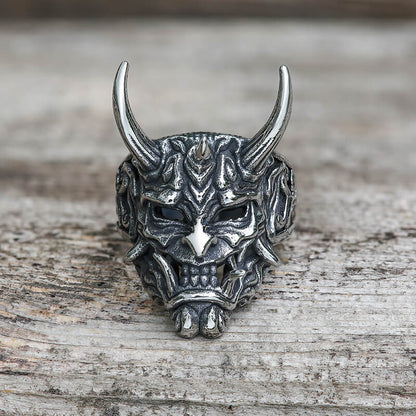 Vintage Oni Mask Stainless Steel Ring