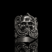 Vintage Pattern Sterling Silver Skull Ring