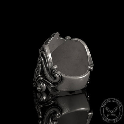 Vintage Pattern Sterling Silver Skull Ring