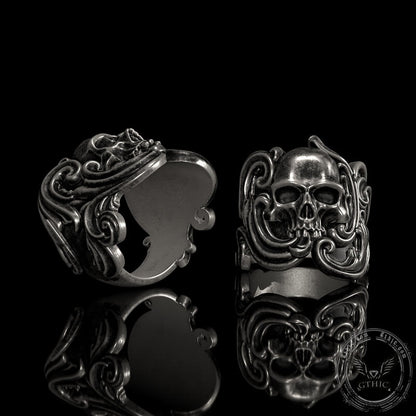 Vintage Pattern Sterling Silver Skull Ring