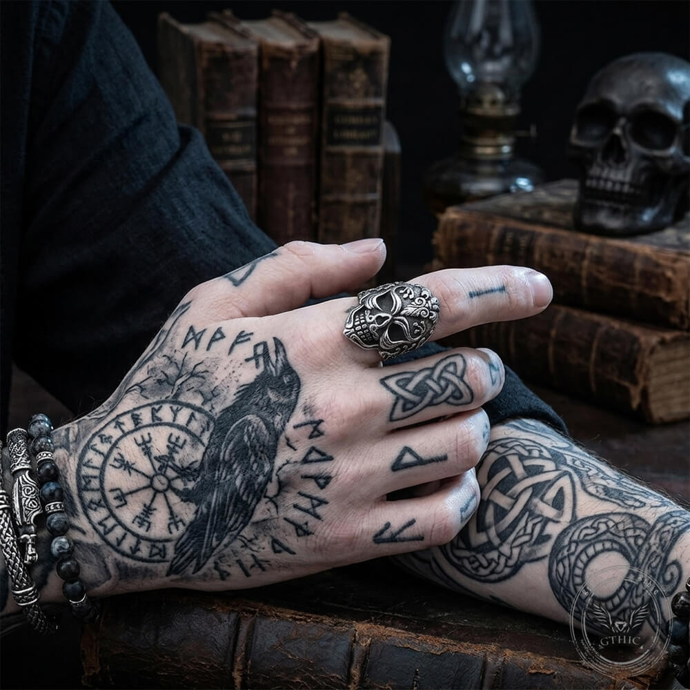 Vintage Skull Filigree Stainless Steel Gothic Ring