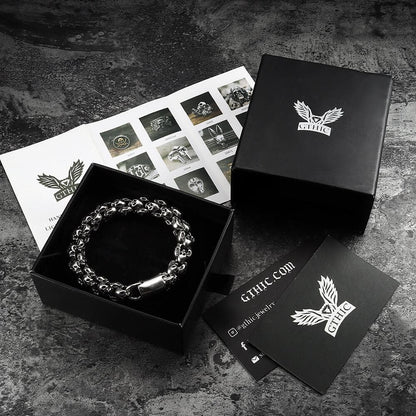 Vintage Stainless Steel Skull Bracelet