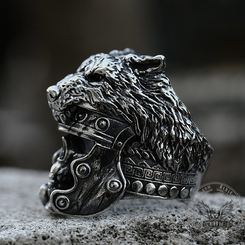 Vintage Warrior Wolf Head Stainless Steel Skull Ring