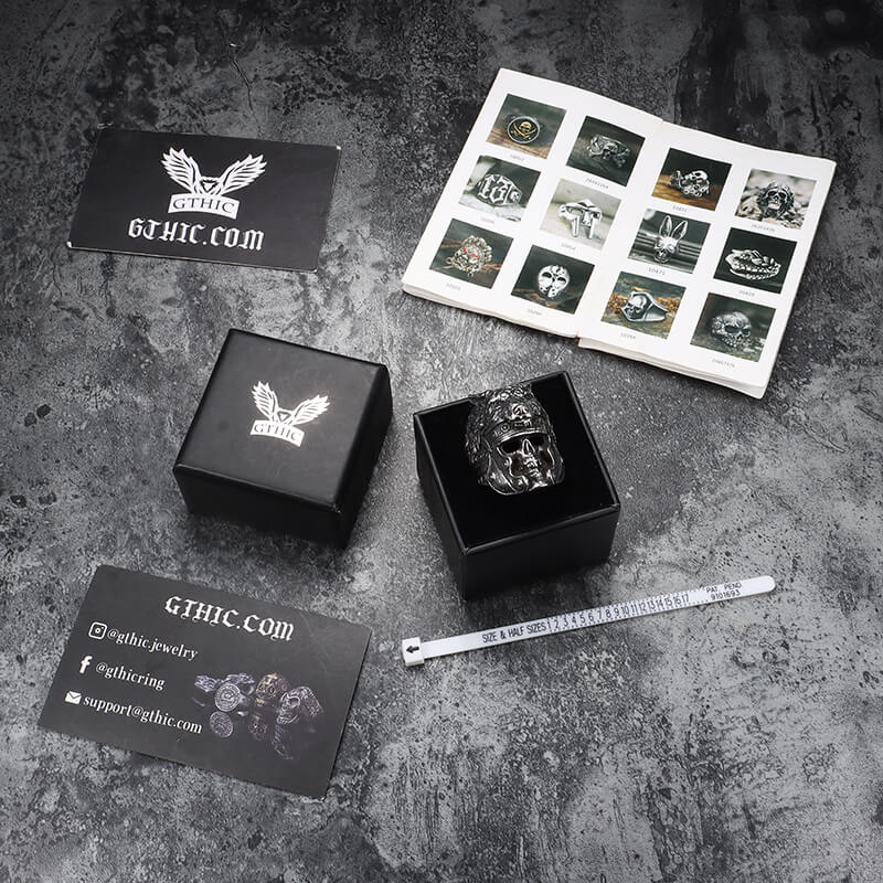 Vintage Warrior Wolf Head Stainless Steel Skull Ring