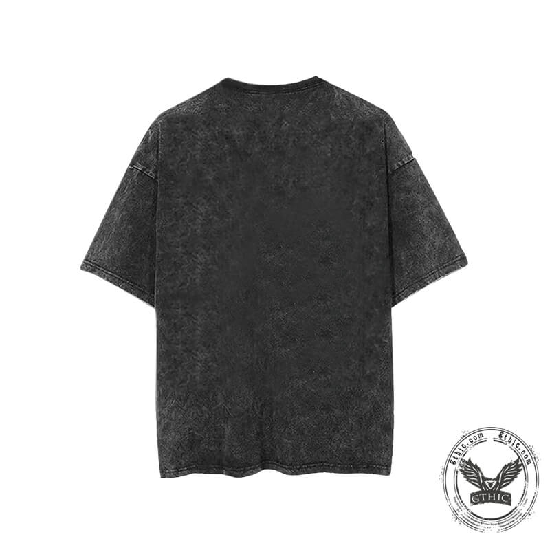 Vintage Washed Flower Skull Print T-shirt