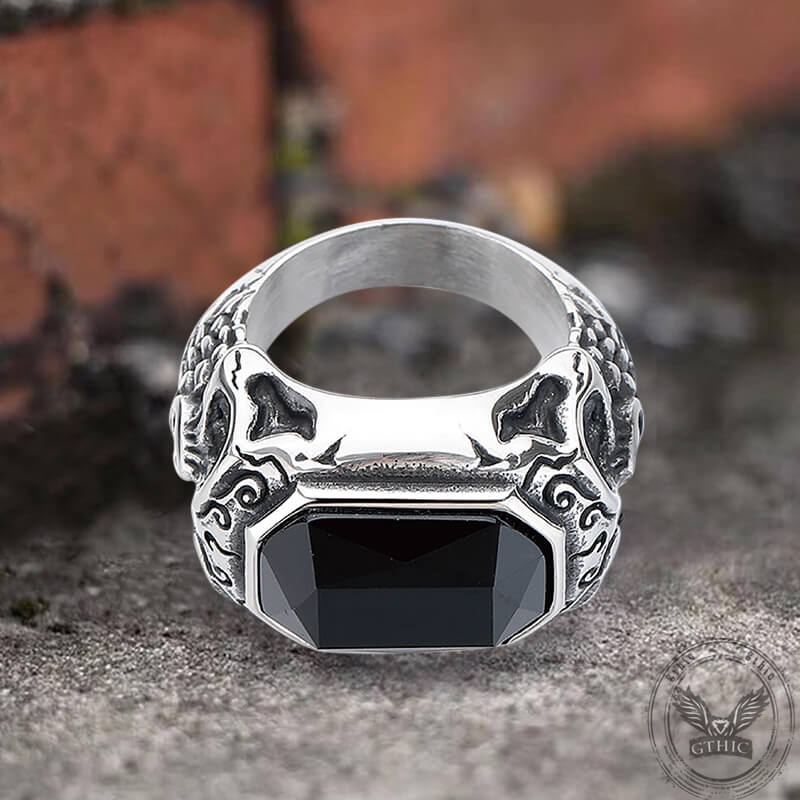 Vintage Zirconia Demon Eye Stainless Steel Skull Ring