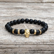 Volcanic Rock Stainless Steel Skull Bracelet