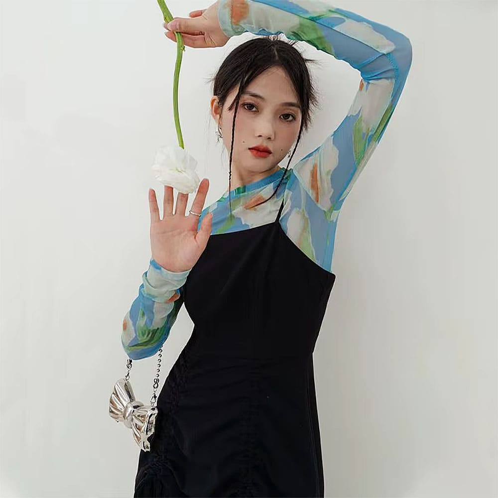 Watercolor Lily Mesh Top