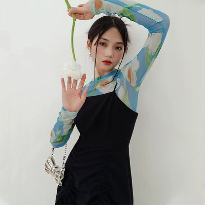 Watercolor Lily Mesh Top