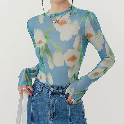 Watercolor Lily Mesh Top
