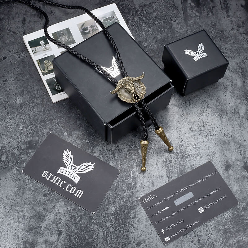 West Bull Skull Alloy Braided Bolo Tie