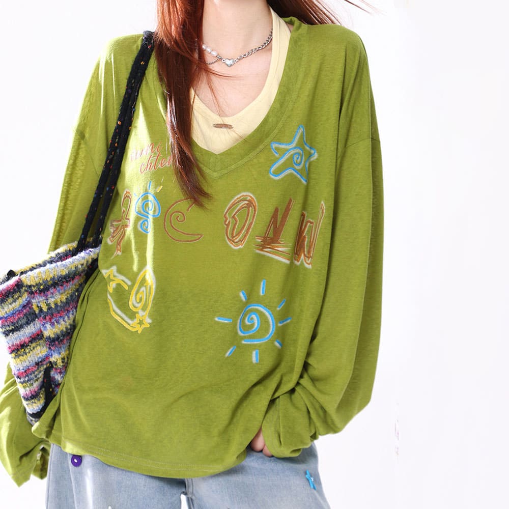 Whimsical Doodle Graphic Sweatshirt