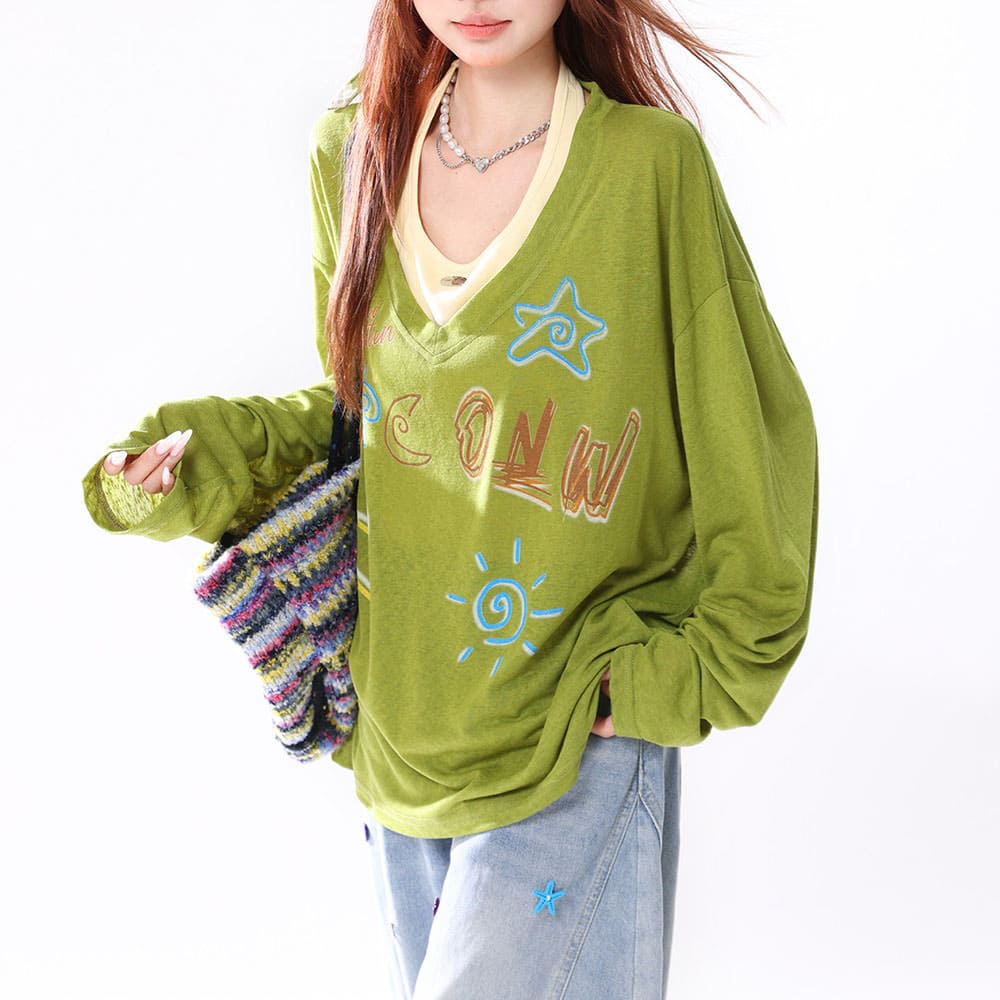 Whimsical Doodle Graphic Sweatshirt