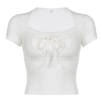 Parisian Lace Ruched Crop Top