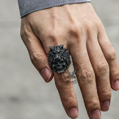 Wolf Head Stainless Steel Skull Ring