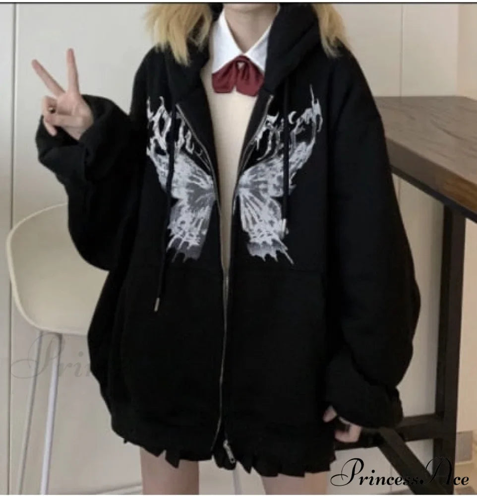 Y2K Butterfly Print Hoodies