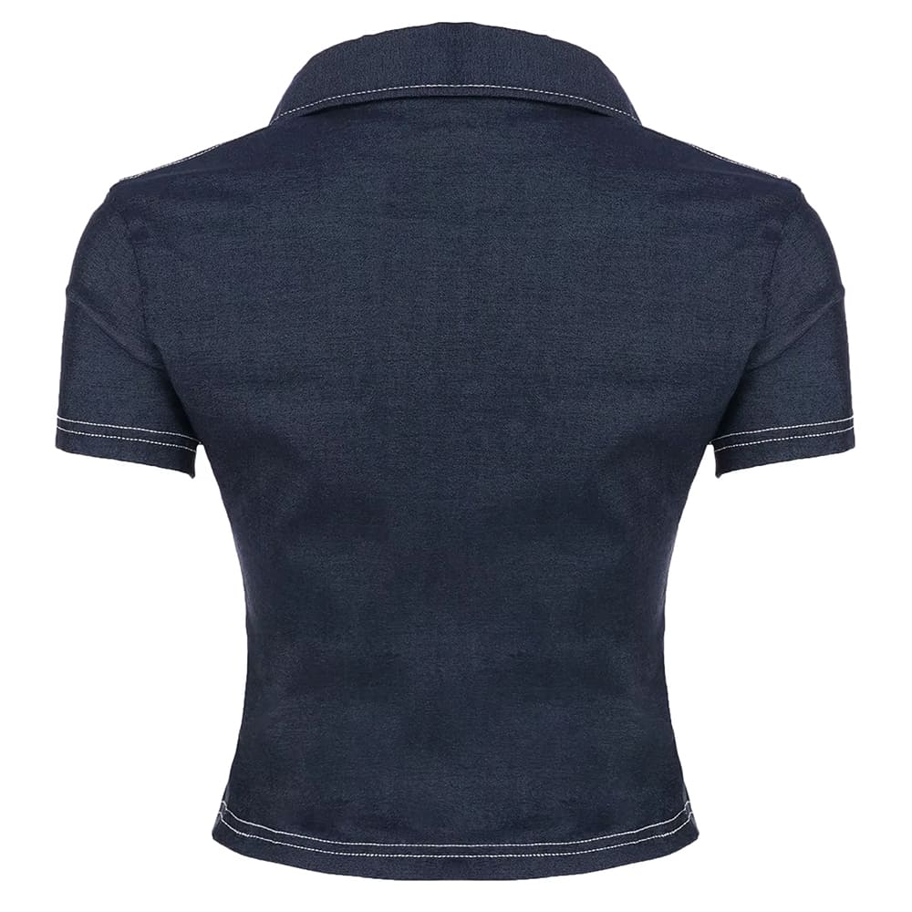 Y2K Denim Cropped Shirt