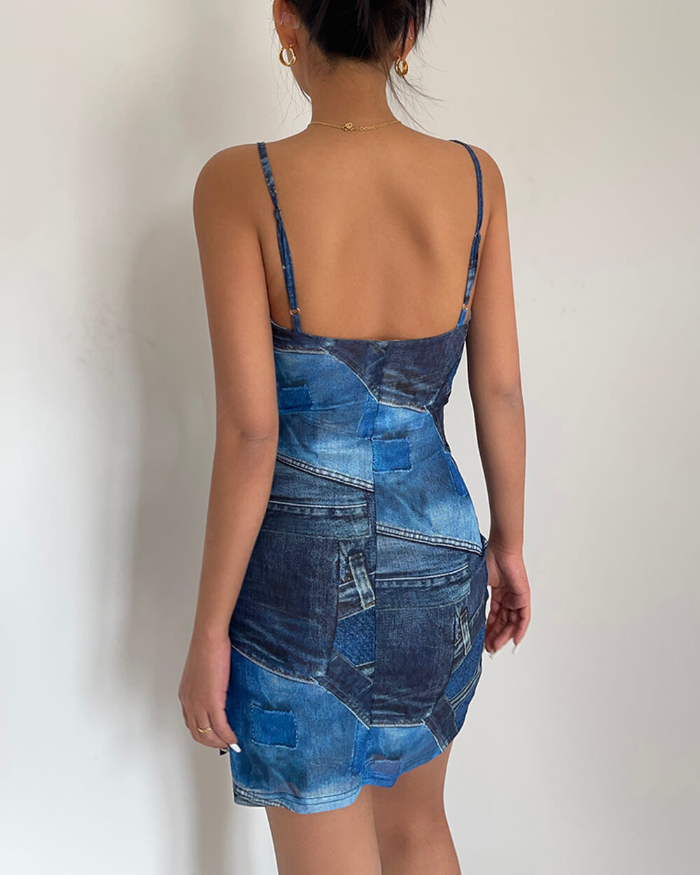 Y2K Denim Print Mini Dress