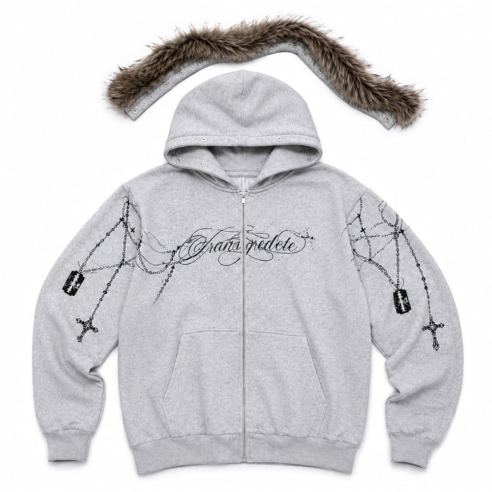 Y2K Detachable Fur Zip-Up Hoodie