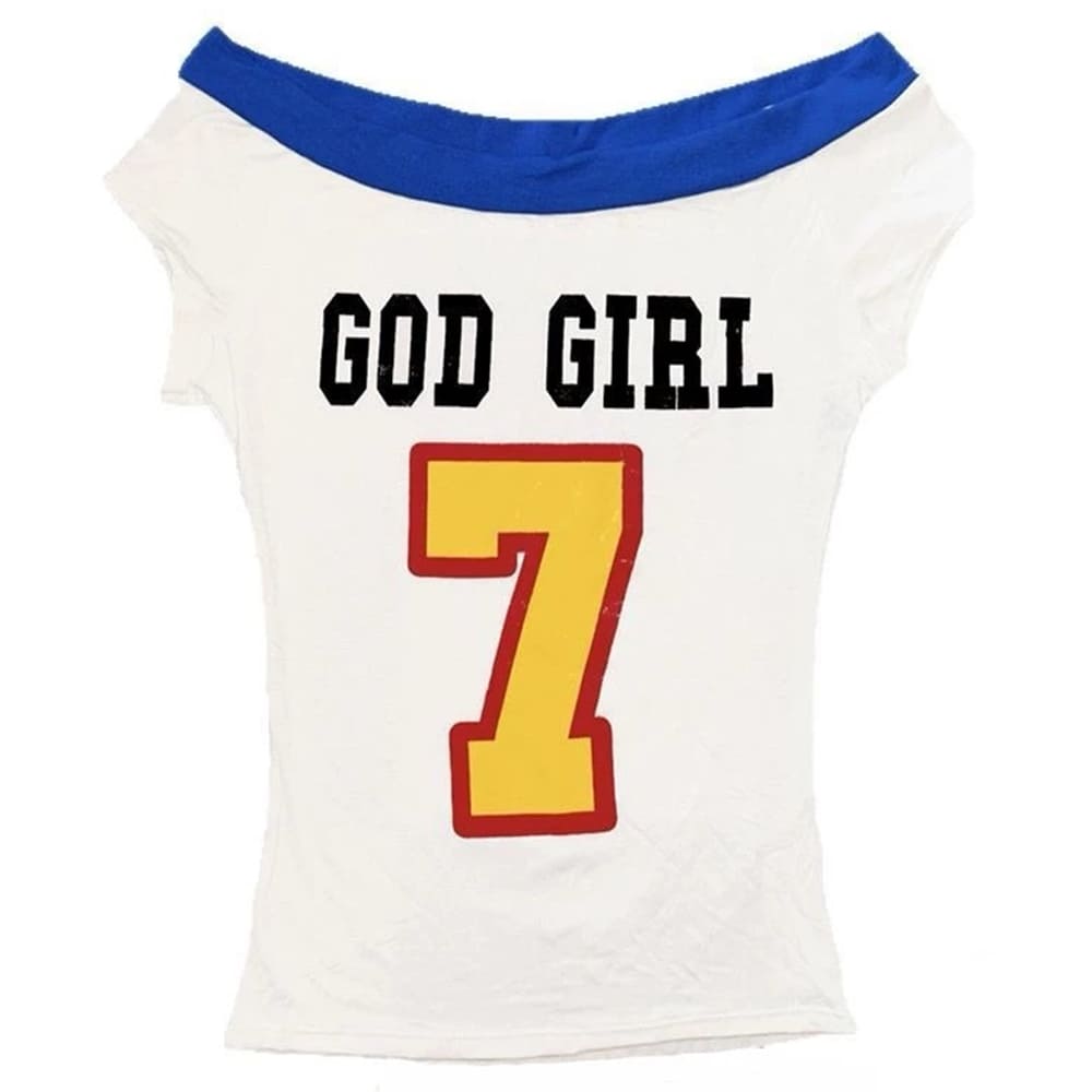 Y2K Good Girl Print Bandeau Top