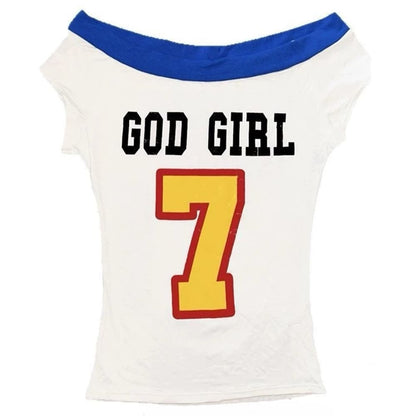 Y2K Good Girl Print Bandeau Top