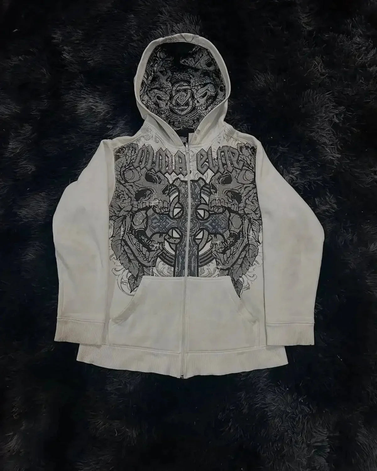 Y2K Gothic Skull Design Hoodie