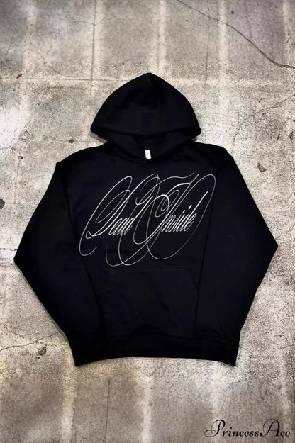 Y2K Gothic Street Vintage Print Hoodie